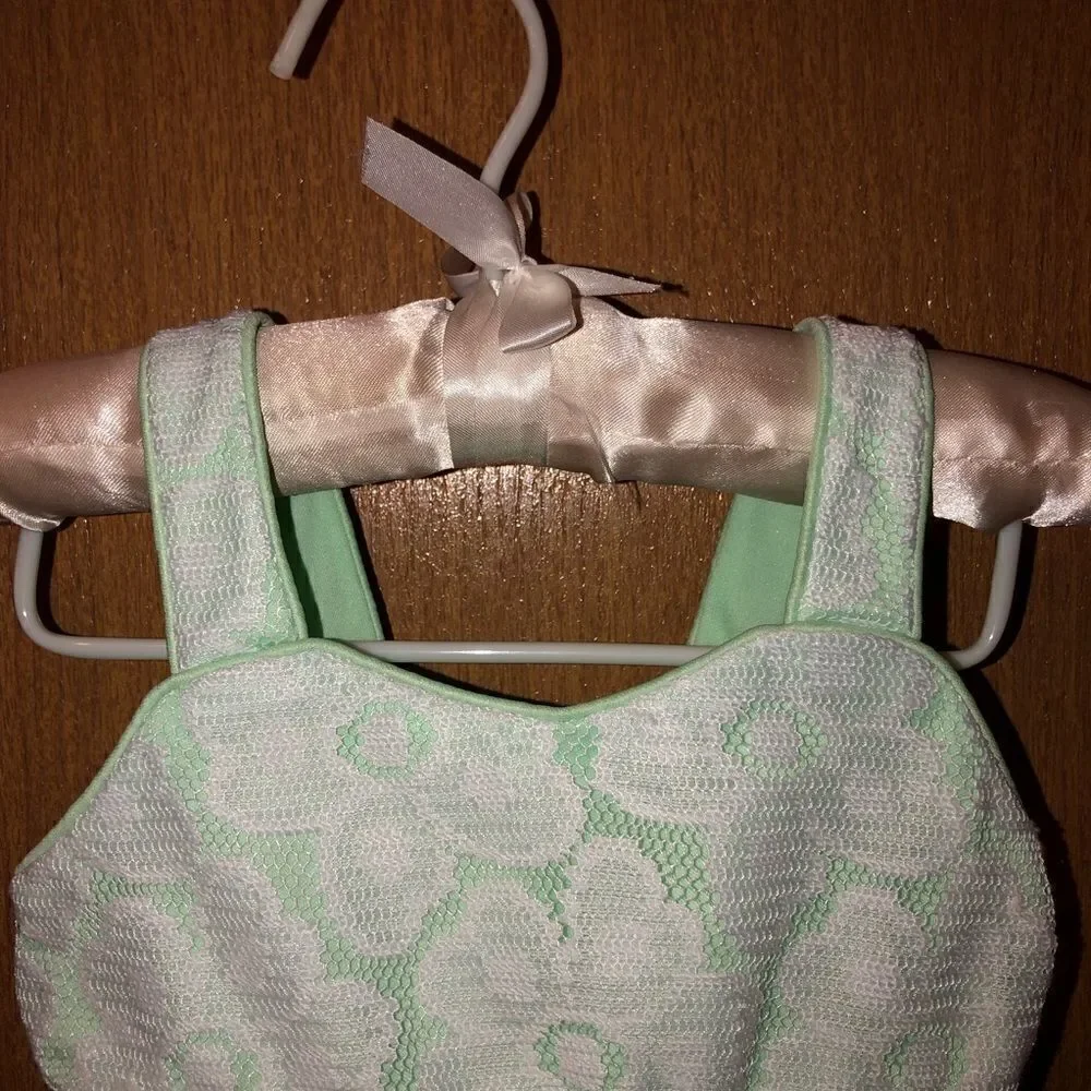 Youngland baby green and white floral sleeveless dress | size 18 month